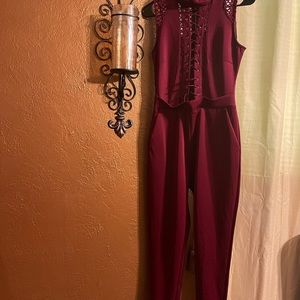 Size large burgundy jumpsuit
